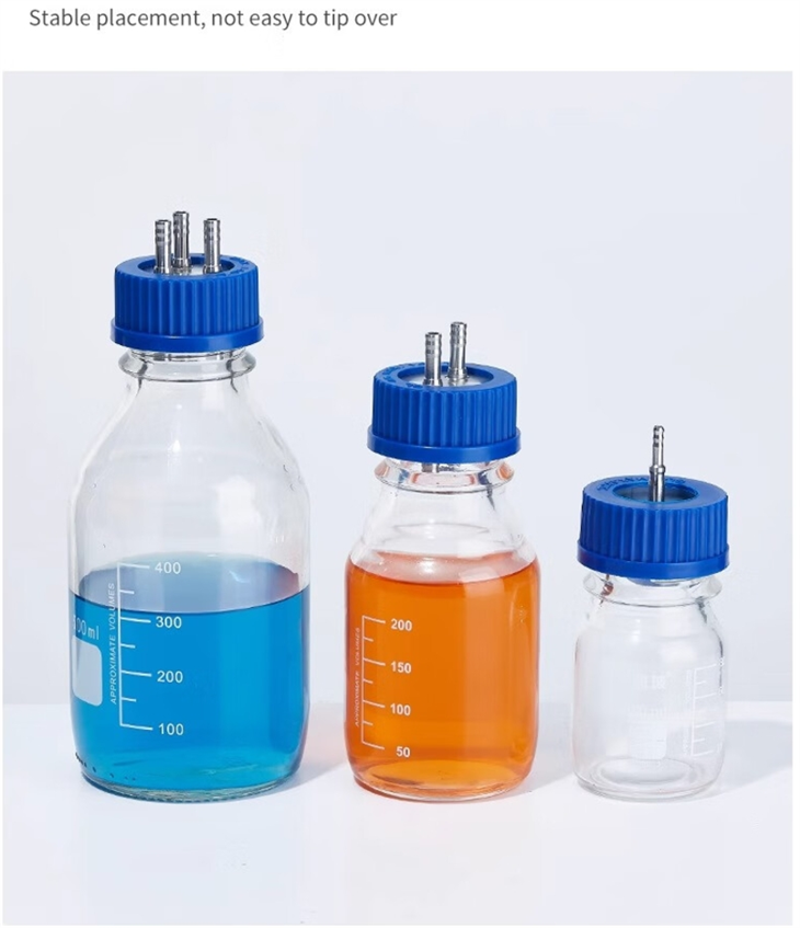 High Quality Chemistry Laboratory Glassware Equipment 1000ml Feed Refill Bottle Reactor Bottle Double Cap Fermentation