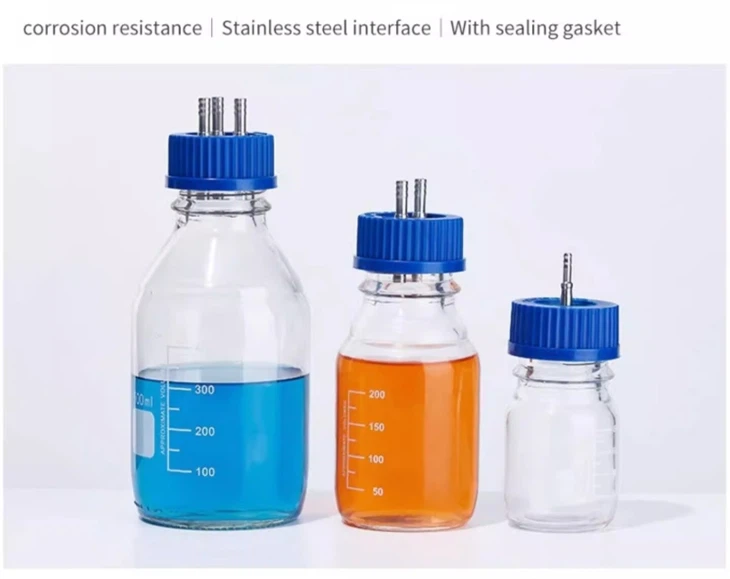 High Quality Chemistry Laboratory Glassware Equipment 1000ml Feed Refill Bottle Reactor Bottle Double Cap Fermentation