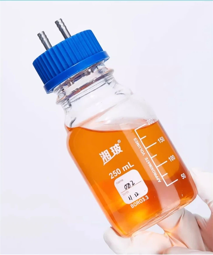High Quality Chemistry Laboratory Glassware Equipment 1000ml Feed Refill Bottle Reactor Bottle Double Cap Fermentation