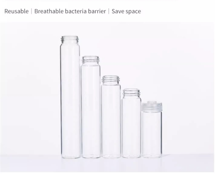 Lab Use 30mm Heat Resistant Clear Glass Tube With Tissue Culture Caps For Plant Packaging